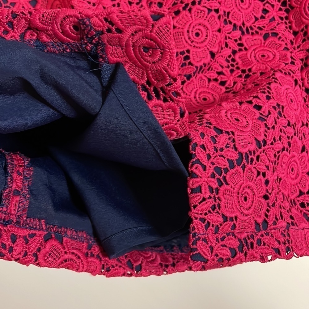 Julie Brown Crochet Dress Strapless SM Pink JB Embroidery Floral Mini Lace Femme - Picture 12 of 16